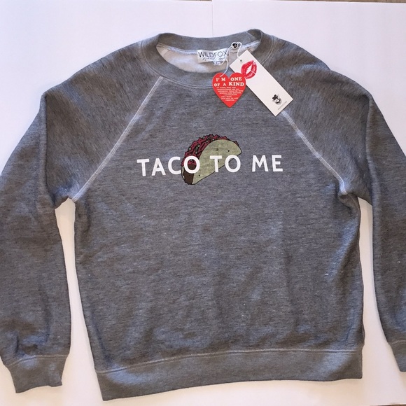 WILDFOX Taco To Me Pullover Sweatshirt Gray NWT - Picture 3 of 6